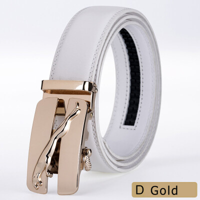 

new alloy automatic buckle belts for men white male real genuine leather belt for business cinturones para hombre cuero 2019