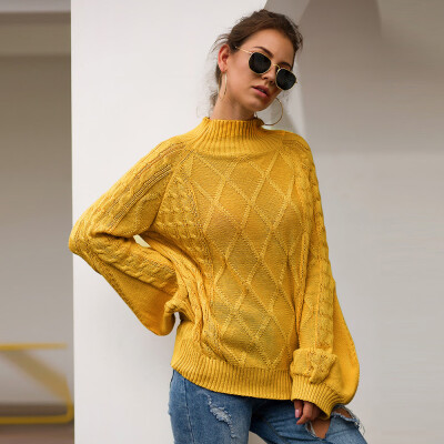 

New Women Autumn Fashion Concise Casual All-match Solid Color Loose Elegant Lantern Sleeve Sweate