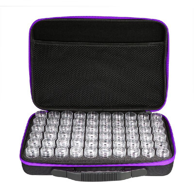 

60-Bottles Diamond Painting Box Shockproof Drop-proof Double-Zipper Closure Embroidery Rhinestones Storage Container Case--Rose Re