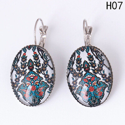 

Fashion Retro Folk-custom Time Gems Earring Oval Gemstone Bohemian Earring
