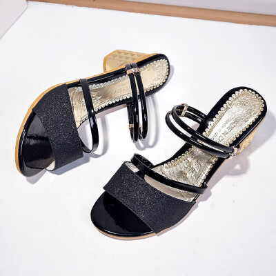 

Sandals Women Wear Small Fresh Rough-heeled Fashion Korean Version Two Sandals&High-heeled Womens Sandals in Summer