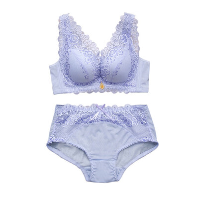 

Comfortable Sexy Thin Lace Breathable Bra Sets Lingerie Ladies Gathered Breast Bra Briefs Set