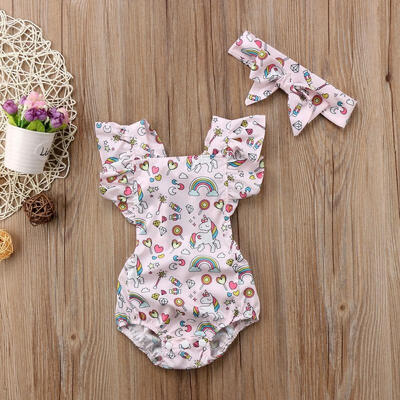 

Infant Girls Clothes Outfits Set Fashion Newborn Baby Unicorn Sleeveless Romper