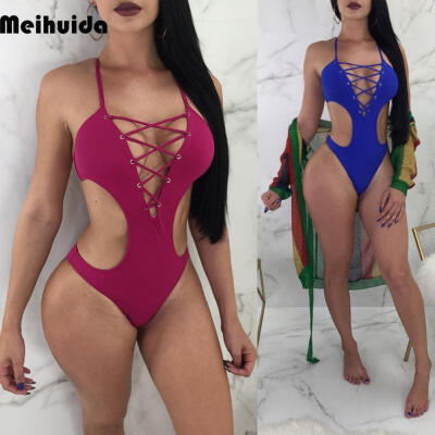 

Womens One-Piece Swimsuit Bandage Bikini Push-up Padded Bra Bathing Swimwear USA