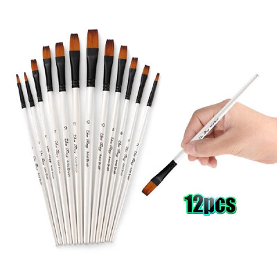

Professional Paintbrushes Set Nylon Hair Paint Brush Fine Detail Watercolor Oil Acrylic Paint Pack of 12pcs Art Painting Supplies