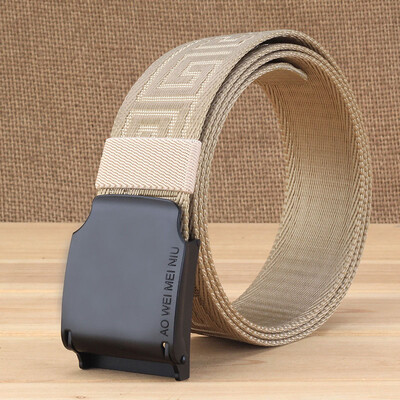 

Automatic Buckle Unisex belt High Quality Solid Color Nylon Men belt Outdoor Casual pants Cowboy pants wild belt