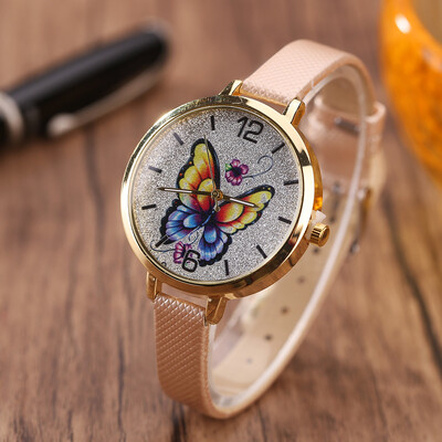 

Silver Pink Flower Butterfly Face Lady Casual Watch Fine Watch Personality Digital Quartz Watch