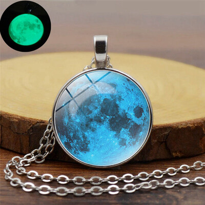 

Full Moon Glow In The Dark Pendant Necklace Luminous Moon Silver Chain Jewelry