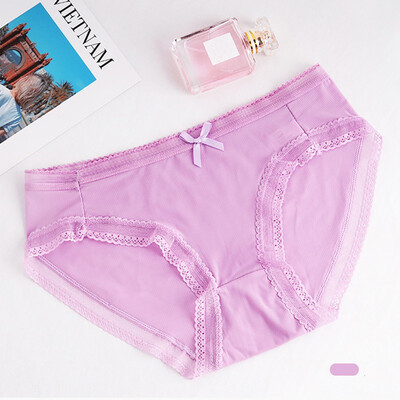 

Women Thin Sexy Lace Decoration Briefs Panties Fashion Sweet Mid Rise Solid Color Fashion Trend Panties