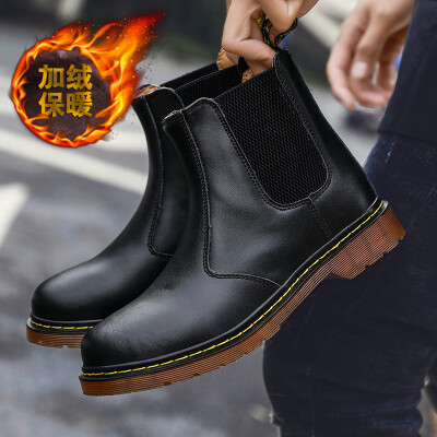 

Winter 2976 Chelsea boots tide male couple Martin boots leather in the men&women casual leather boots British retro shoes