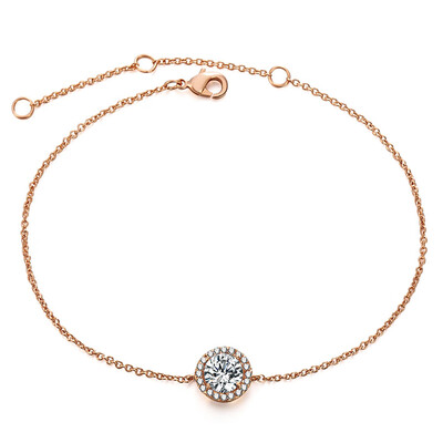 

Top Quality Wholesale Round Micro Mosaic Cubic Zirconia Rose Jewelry Austrian Crystal Gold Color Bracelet