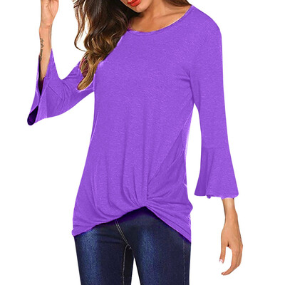 

Starmoon Womens Fashion Casual Pure Colour Top Round Collar Long Sleeve T-shirt