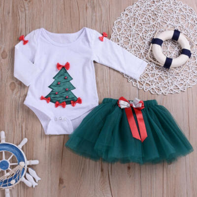 

Christmas Newborn Baby Girls Romper Tops Tutu Skirt Dress Outfits Clothes Set