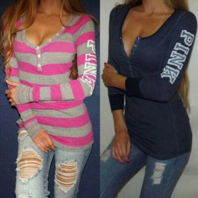 

Fashion Womens Long Sleeve Loose Blouse Casual Shirt Summer Tops T-Shirt