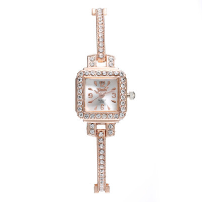 

Best selling fashion luxury ladies bracelet bracelet watch full diamond square alloy quartz watch