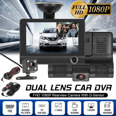 

4 Inch HD 1080P 3 Lens Car DVR Dash Cam Vehicle Video Recorder Rearview Camera