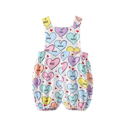 

Infant Baby Love Heart Print Sleeveless Rompers Girls Sling Kids Jumpsuit