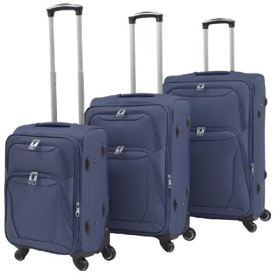 

3 Piece Soft Case Trolley Set Navy Blue