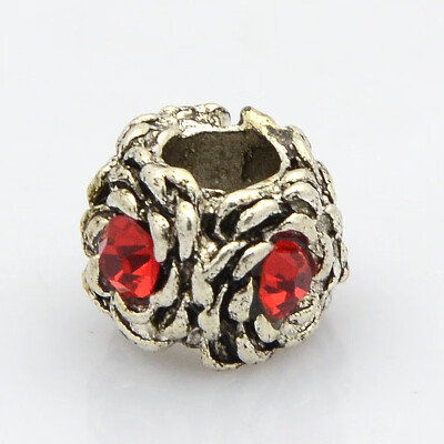 

Rondelle Antique Silver Tone Alloy Rhinestone European Beads Large Hole Beads Hyacinth 12x9mm Hole 5mm