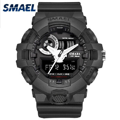 

Mens Stylish Sports Multi-function Electronic Waterproof Watch Dual Display Wristwatches