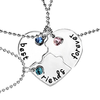 

3PCS Alloy Best Friends Forever Heart Pendant Necklaces For Children Necklace