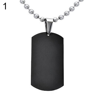 

Mens Womens Punk Fashion 316L Stainless Steel Polished Rectangular Dog Tag Necklace