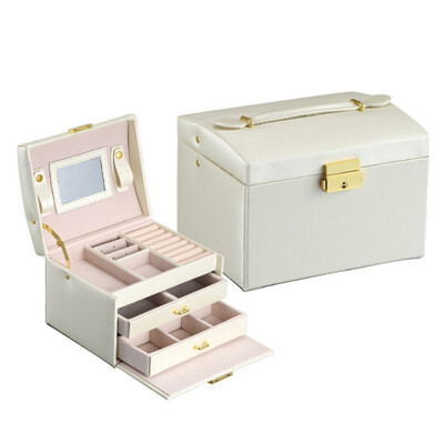 

Three Layers Jewelry Organizer Case Double Drawer Large Capacity Jewelry Storage Box