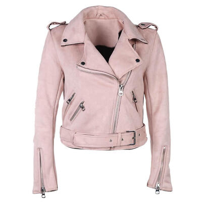 

Solid Color Winter Women Turn Down Collar Zipper Suede Short Jacket Coat