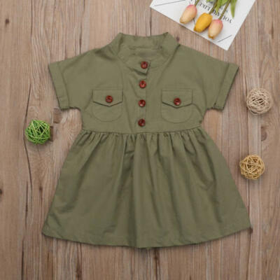 

Cute Newborn Toddler Kids Baby Girls Solid Pattern Dress Sundress Clothes Summer