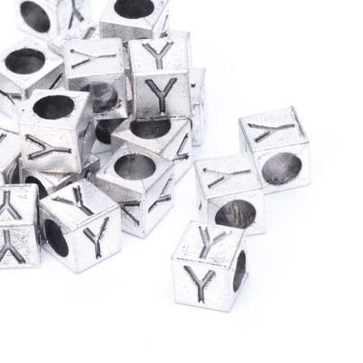 

Antique Silver Plated Alloy European Beads Large Hole Cube Beads with Initial Letter Cadmium Free & Lead Free LetterY