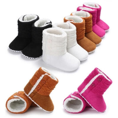 

Cute Baby Girls Color Knit Snow Warm Shoes Winter Soft Sole Prewalker Crib Plush Boots