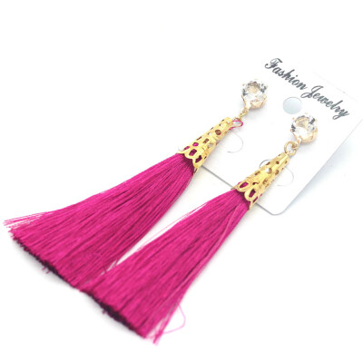 

New Long Tassel Earrings for Women Drop Fiber Dangle Brincos Boucle doreille Brush Earrings Fashion Jewelry Pendientes Bijoux