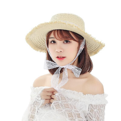 

Fashion Women Straw Hat Summer Spring Trip Caps Wide Brim Foldable Pearl Beach Breathable Sun Hats