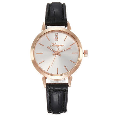 

Luxury Womens Watches Leather Strap With Rhinestone Business Ladies Quartz Wristwatch Rose Gold Disc Clock Reloj Mujer