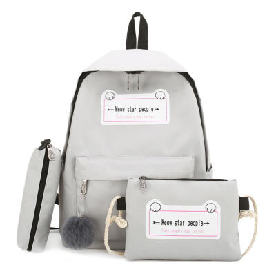 

4pcsset Letter Print Canvas Women Shoulder Satchel Bags Pen Bags Backpacks