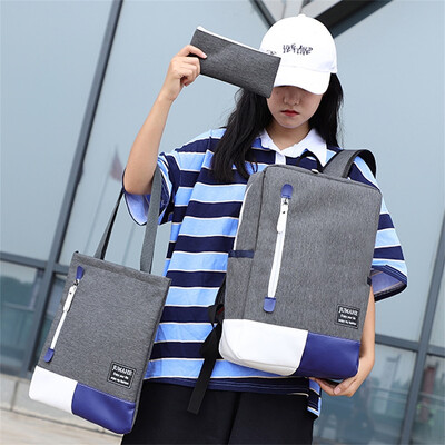 

Tailored Cartoon Alphabet Student Backpack Casual Large Capacity Travel 3 Piece Set
