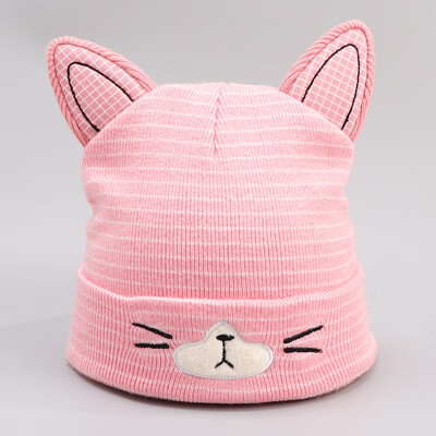 

Dong Yuns new Joker Knitted Cotton Turtleneck Hat Cute Cat Cartoon Ear Baby Hat for Men&Women