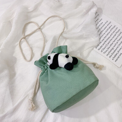 

Tailored Women Fashion Canvas Panda String Purse Shoulder Tote Handbag Casual Bucket Bag