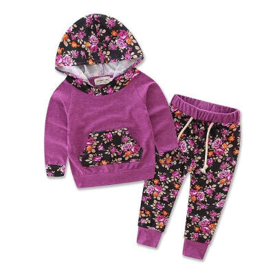 

Toddler Kids Baby Boys Clothes Floral Hooded Tops Jacket Pants Outfits 2PCS Set