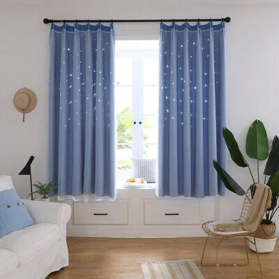 

Solid Star Curtains Hollow Out 2 Layers Curtains 100cm X 200cm