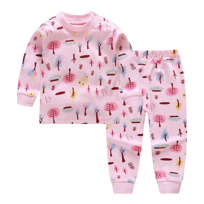 

Baby Kids Boys Girls Cartoon Animal Print Outfits Set Long Sleeve Blouse TopsPants Sleepwear Pajamas