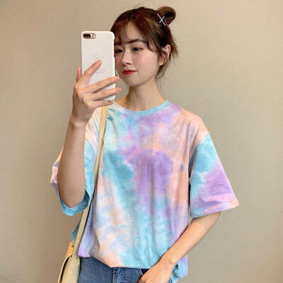 

woman Tie Dye Harajuku Funny Tshirt Summer ladies Japan Streetwear Hip Hop Tees Shirts Korean Tops T-shirt