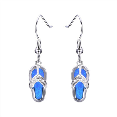 

Exquisite Fashion Opal Women Jewelry Flip Flops Crystal Diamond Opal Earrings Pendant Hoop Long Earrings Summer Beach Accessory