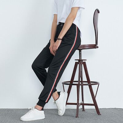

Womens Mid-Waist Casual Striped Print Sports Pants Harem Pants Jogger Pants