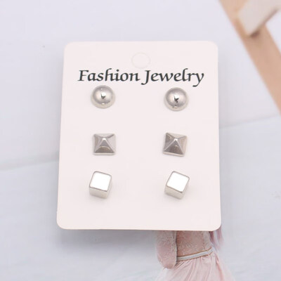 

EK782 Trendy 12 pairsset Cute Triangle Crystal Heart Stud Earrings for Women Ball Simulated Pearl Flower Earring Set brincos
