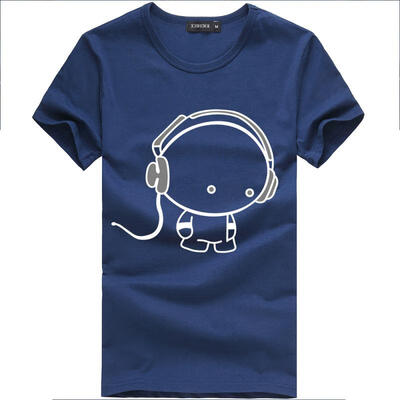 

2018 New Fashion Simple Lovely Design Men T Shirt Short Sleeve Cotton T-Shirt For Men With Headset Pattern