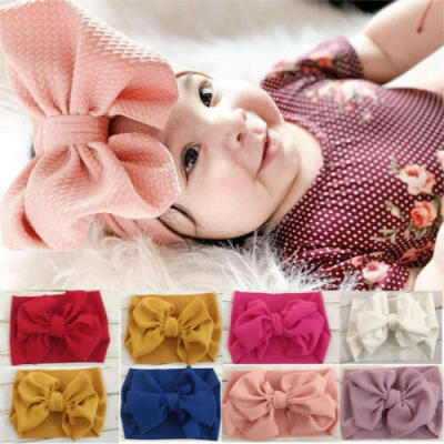 

Toddler Girls Baby Big Bow Hairband Headband Stretch Turban Knot Head Wrap