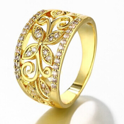

Rose Gold Gold Flower Cubic Zirconia Rings Size 6789 Female Wedding Ring Jewelry Wholesale