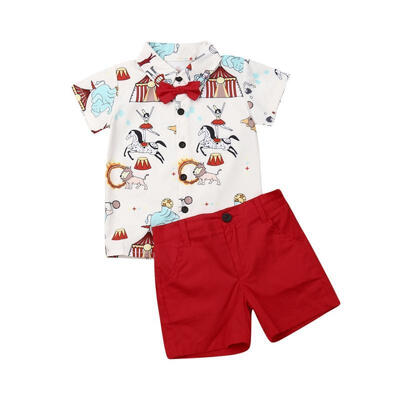 

Infant Baby Boys Gentleman Outfit Suits Short Sleeve Shirts Romper Bodysuits Bib Pants Bow Tie Overalls Clothes Set