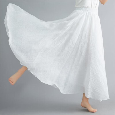 

Mori female literary large size cotton&linen skirt elastic waist linen A word skirt long paragraph solid color famous ethnic s